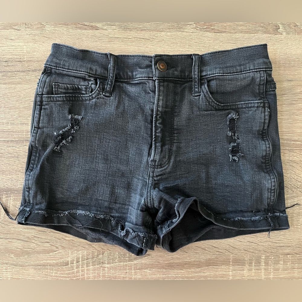 Hollister Black Distressed Jean Shorts